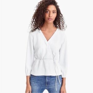 JCrew Drapey Crepe Faux-Wrap Top Blouse In Ivory Size 2 H2847